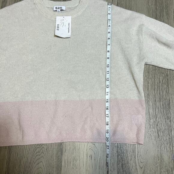 NWT  525 Contrast Pullover Light Pink Cream Cashmere Sweater - Picture 8 of 8